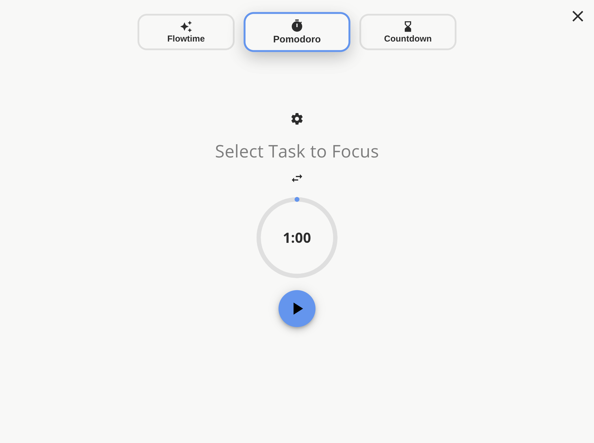 Focus mode with a Pomodoro timer